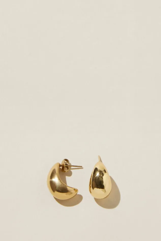 Women Jewelry Cotton On Waterproof Large Hoop Earring Gold Plated Tear Drop