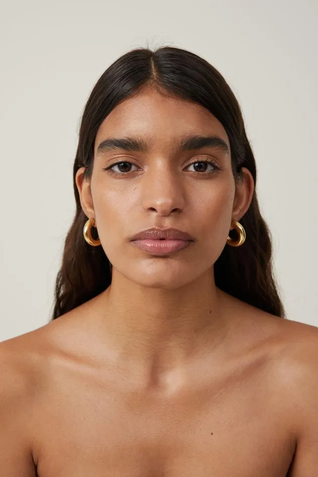 Women Jewelry Cotton On Waterproof Large Hoop Earring Gold Plated Tube