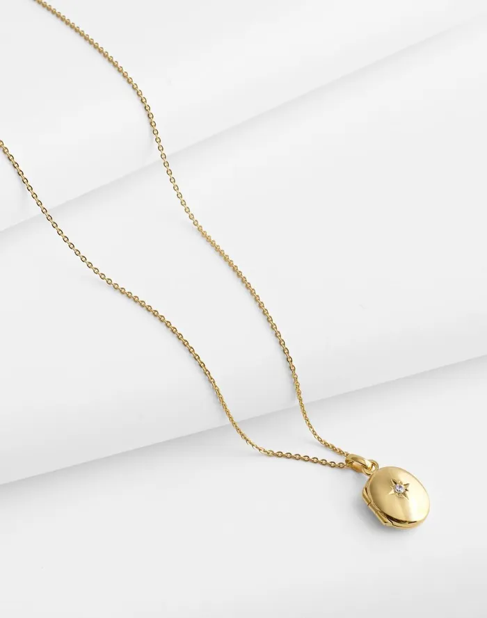 Women Jewelry Madewell DemiFine Oval Locket Necklace 14k Gold