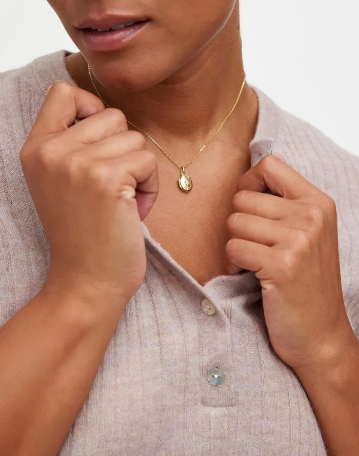 Women Jewelry Madewell DemiFine Oval Locket Necklace 14k Gold