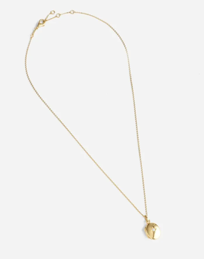 Women Jewelry Madewell DemiFine Oval Locket Necklace 14k Gold