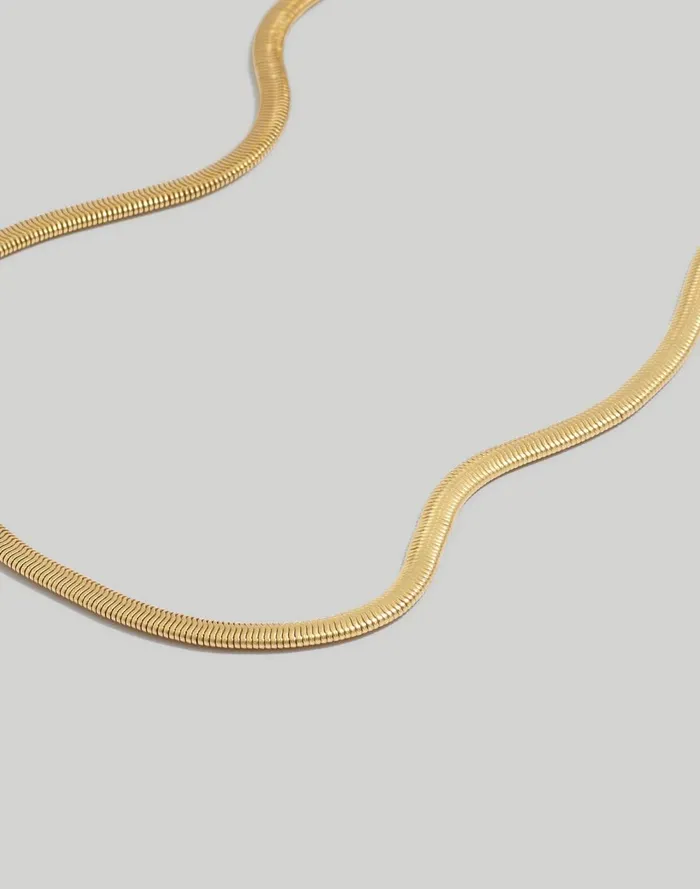 Women Jewelry Madewell Herringbone Chain Necklace Vintage Gold