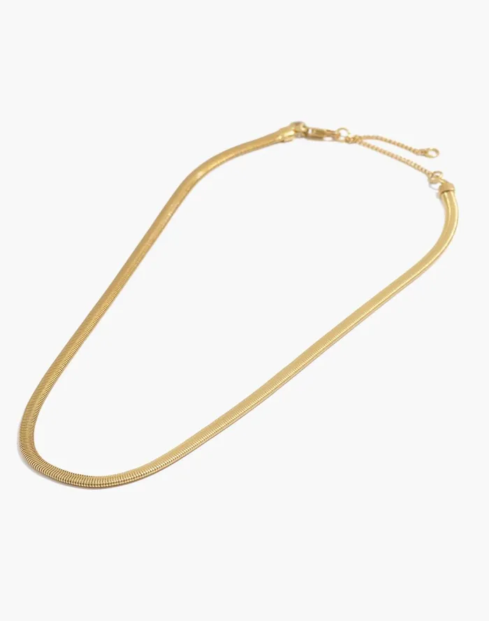 Women Jewelry Madewell Herringbone Chain Necklace Vintage Gold