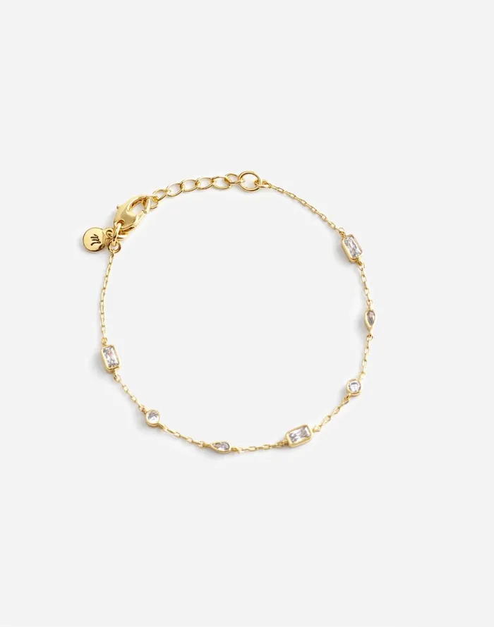 Women Jewelry Madewell MixedCut Crystal Station Bracelet Pale Gold