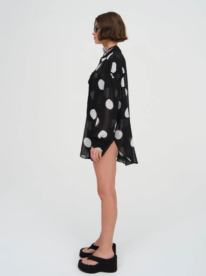 Women Justina Sheer Coverup Shirt Black For Love and Lemons Swim Women Justina Sheer Coverup Shirt Black For Love and Lemons Swim