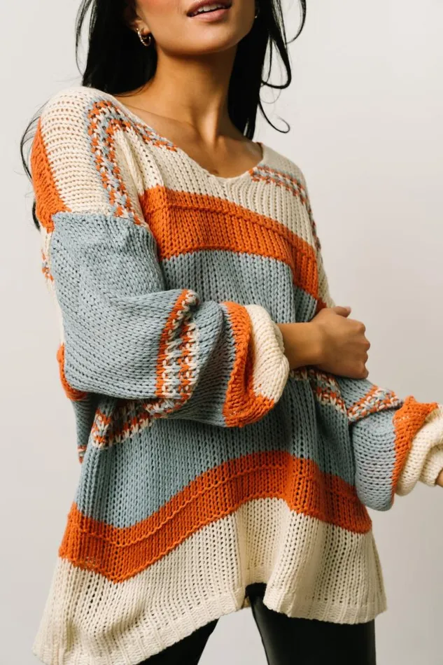 Women Keller Stripe Sweater Light Blue Orange Baltic Born Sweaters Women Keller Stripe Sweater Light Blue Orange Baltic Born Sweaters