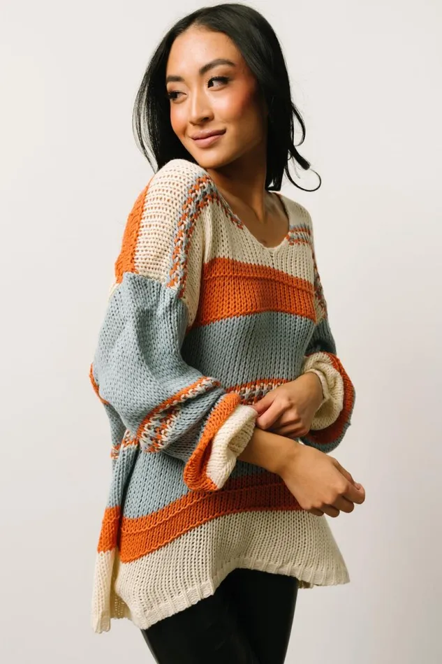 Women Keller Stripe Sweater Light Blue Orange Baltic Born Sweaters Women Keller Stripe Sweater Light Blue Orange Baltic Born Sweaters