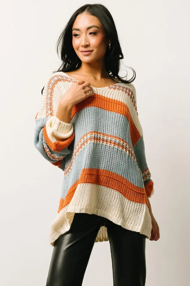 Women Keller Stripe Sweater Light Blue Orange Baltic Born Sweaters Women Keller Stripe Sweater Light Blue Orange Baltic Born Sweaters