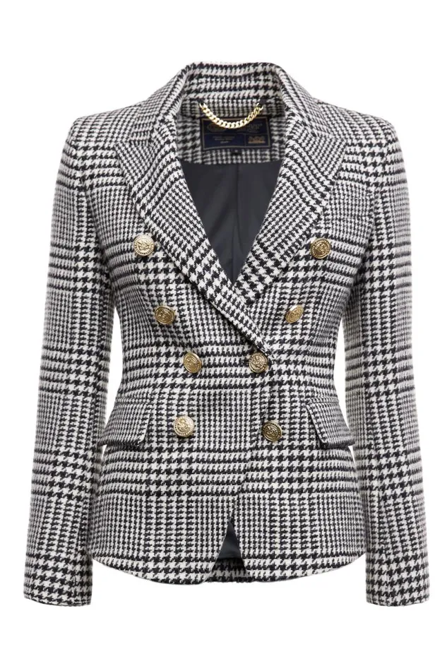 Women Knightsbridge Blazer Large Scale Prince Of Wales Mono Holland Cooper Blazers