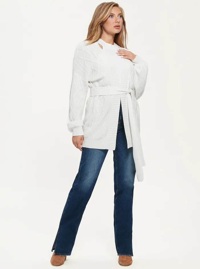 Women Knits and Sweaters GUESS Cream White Edwige Cardigan Women Knits and Sweaters GUESS Cream White Edwige Cardigan