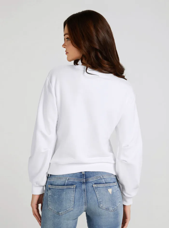 Women Knits and Sweaters GUESS Eco White Coloured Rhinestone Logo Jumper Women Knits and Sweaters GUESS Eco White Coloured Rhinestone Logo Jumper