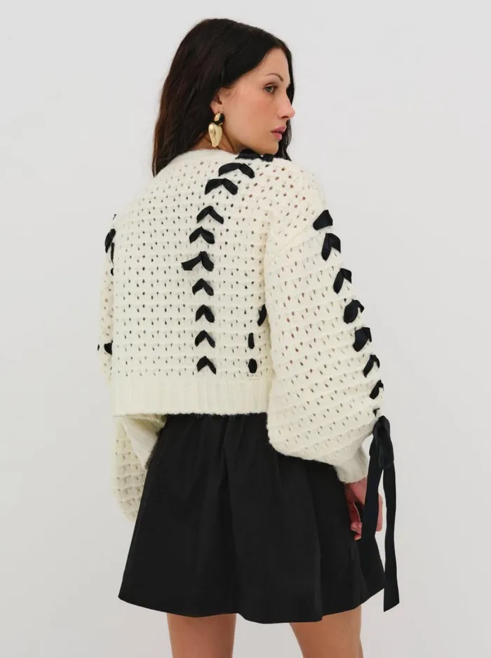 Women Laurel Oversized Cardigan Ivory For Love and Lemons Tops Women Laurel Oversized Cardigan Ivory For Love and Lemons Tops