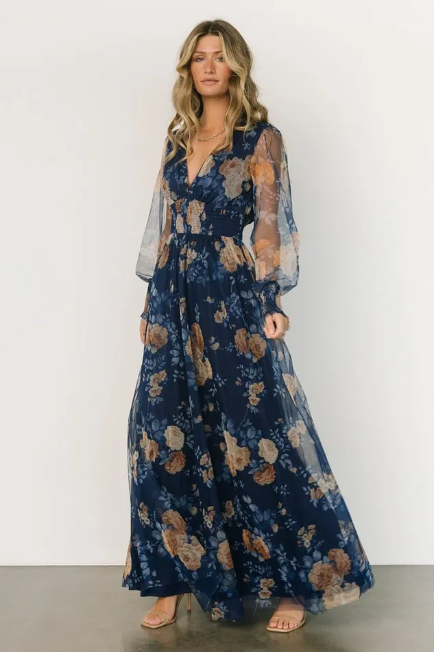 Women Layla Tulle Maxi Dress Blue Golden Floral Baltic Born Maxi Dresses Women Layla Tulle Maxi Dress Blue Golden Floral Baltic Born Maxi Dresses