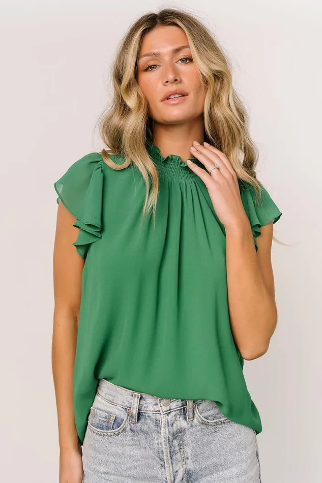 Women Leah Mock Neck Top Green Baltic Born Blouses and Shirts Women Leah Mock Neck Top Green Baltic Born Blouses and Shirts