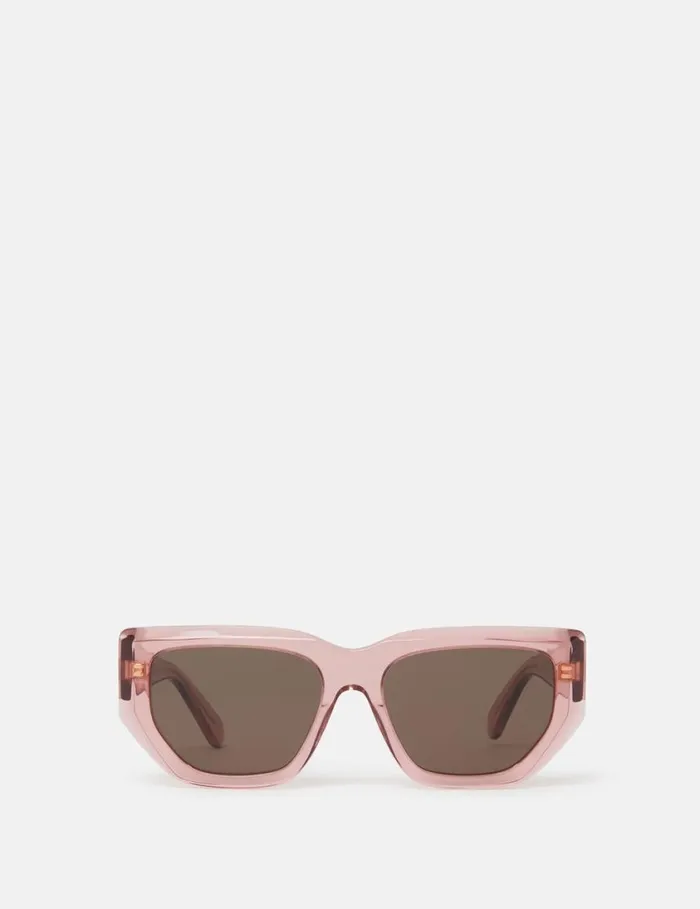 Women Logo CatEye Sunglasses Translucent Rose And Gold Stella McCartney Sunglasses
