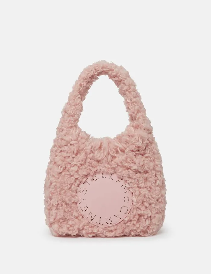 Women Logo Plush Teddy Hobo Small Tote Bag Dusty Pink Stella McCartney Tote Bags
