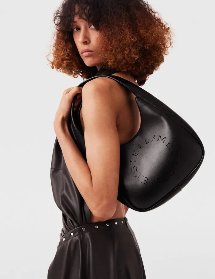 Women Logo Slouchy Hobo Tote Bag Pitch Black Stella McCartney Mini Bags And Clutches Women Logo Slouchy Hobo Tote Bag Pitch Black Stella McCartney Mini Bags And Clutches