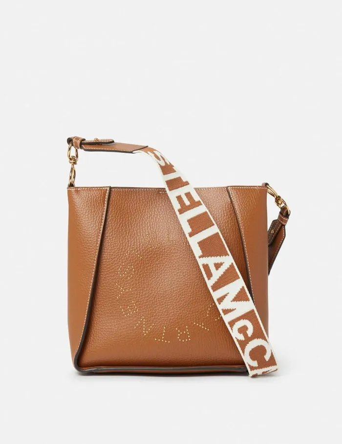 Women Logo Square Crossbody Bag Pecan Stella McCartney Mini Bags And Clutches