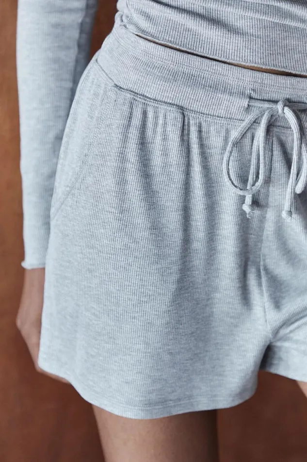 Women Loungewear Cotton On Sleep Recovery Relaxed Short Grey Marle Rib