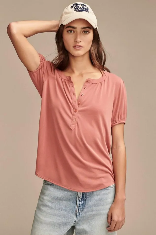 Women Lucky Brand All Tops Sandwash Peasant Top Dusty Cedar
