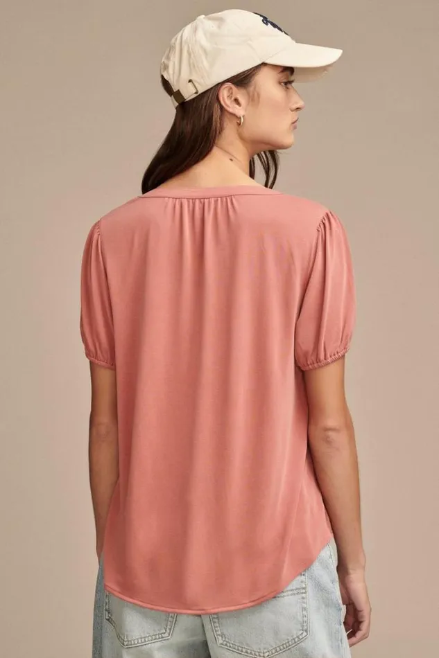 Women Lucky Brand All Tops Sandwash Peasant Top Dusty Cedar