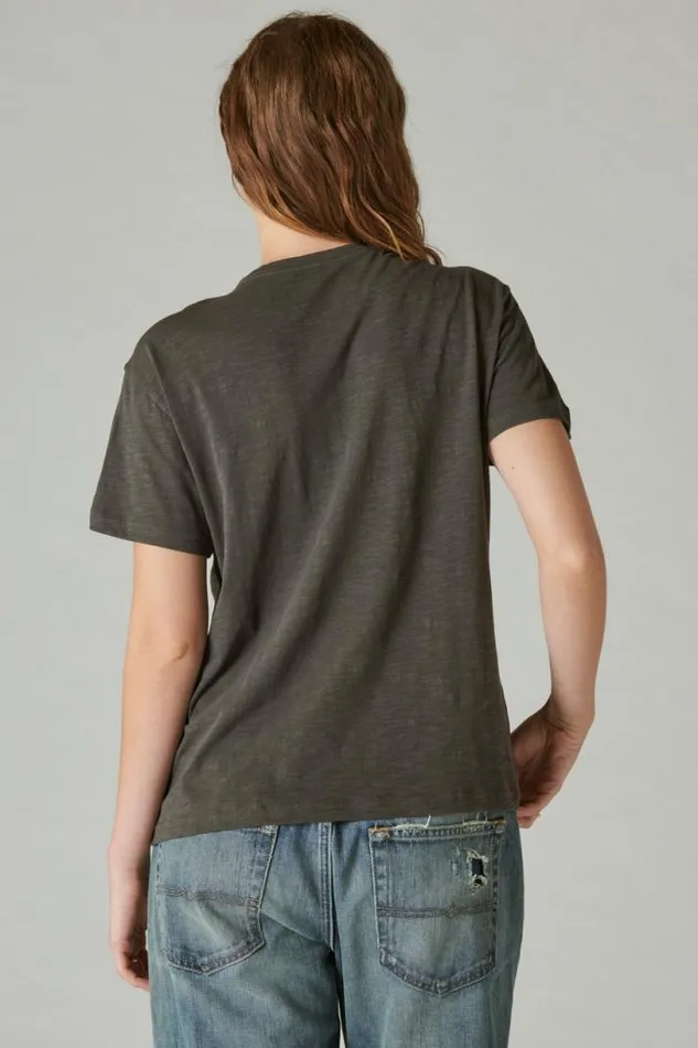 Women Lucky Brand Graphic Tees Coca Cola Logo Tee Raven