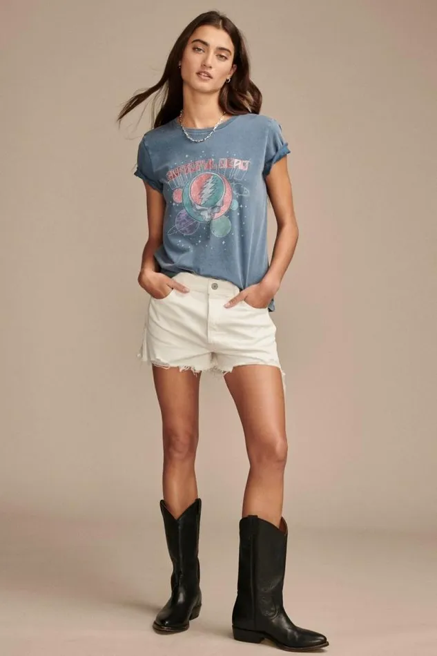 Women Lucky Brand Graphic Tees Grateful Dead Galaxy Classic Crew Aegean Blue