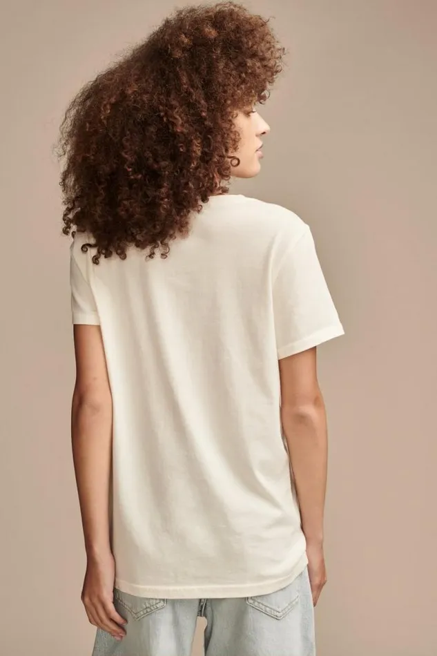 Women Lucky Brand Graphic Tees Stay Wild Moon Child Classic Crew Whisper White
