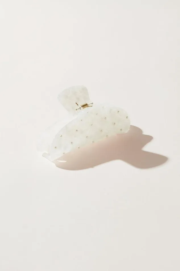 Women Lucky Brand Hair Accessories Pearl Quilted Claw Clip White Women Lucky Brand Hair Accessories Pearl Quilted Claw Clip White