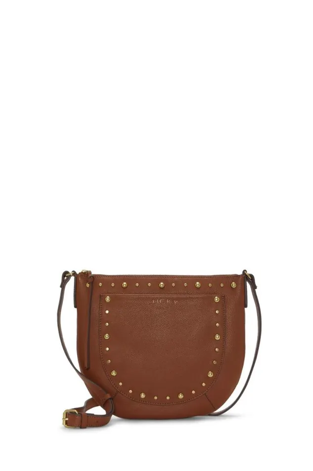 Women Lucky Brand Handbags Kyla Studded Crossbody Bag Dark Brown