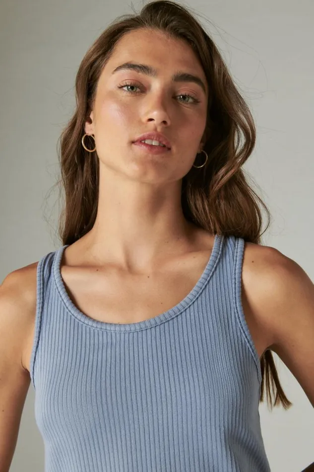 Women Lucky Brand Intimates and Sleepwear Ribbed Tank and Jogger Sleep Set Medium Dark Blue