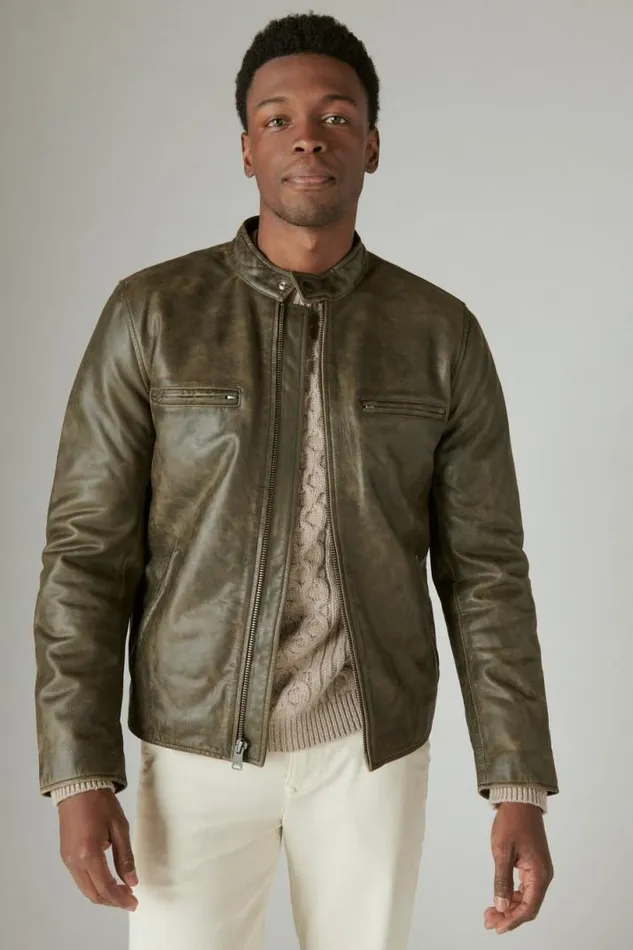 Women Lucky Brand Jackets and Outerwear Washed Leather Bonneville Jacket Washed Black