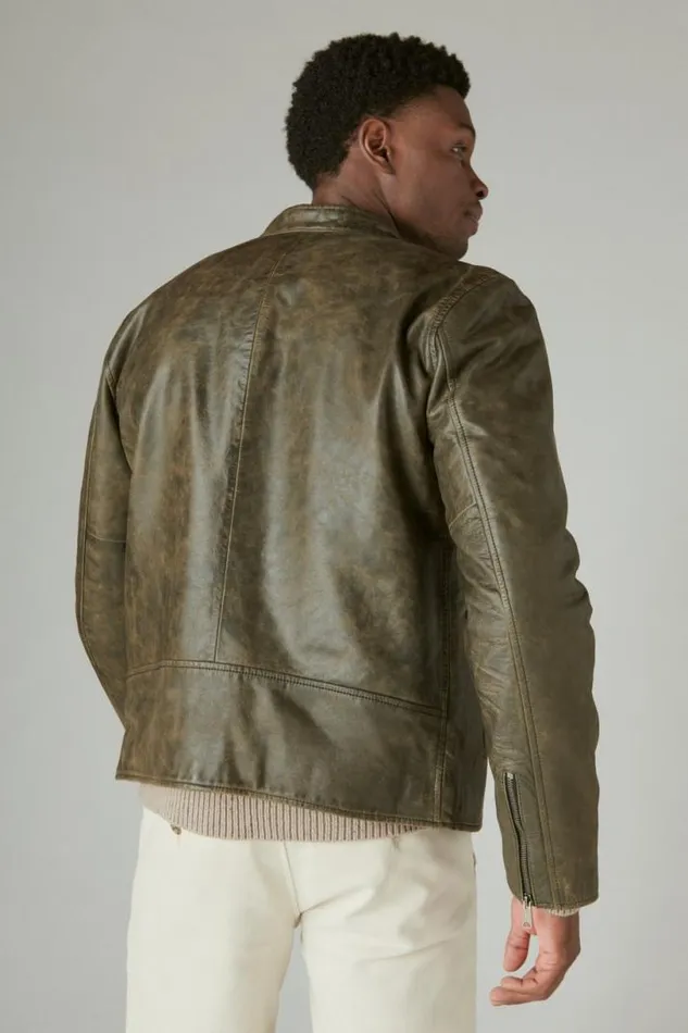Women Lucky Brand Jackets and Outerwear Washed Leather Bonneville Jacket Washed Black