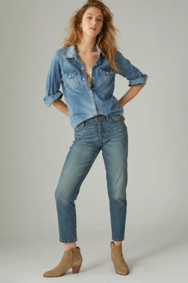 Women Lucky Brand Jeans High Rise Drew Mom Starlet Dest