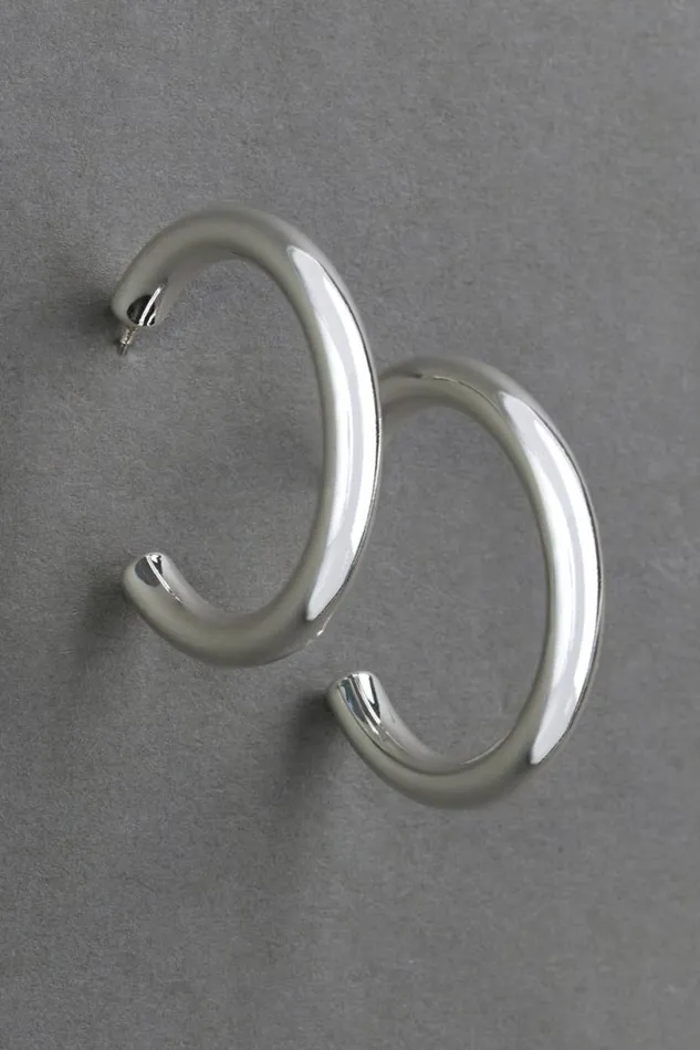 Women Lucky Brand Jewelry High Shine Hoop Earring Silver