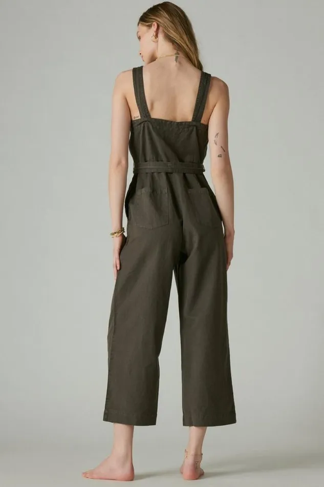 Women Lucky Brand Jumpsuits and Overalls Button Front Jumpsuit Raven