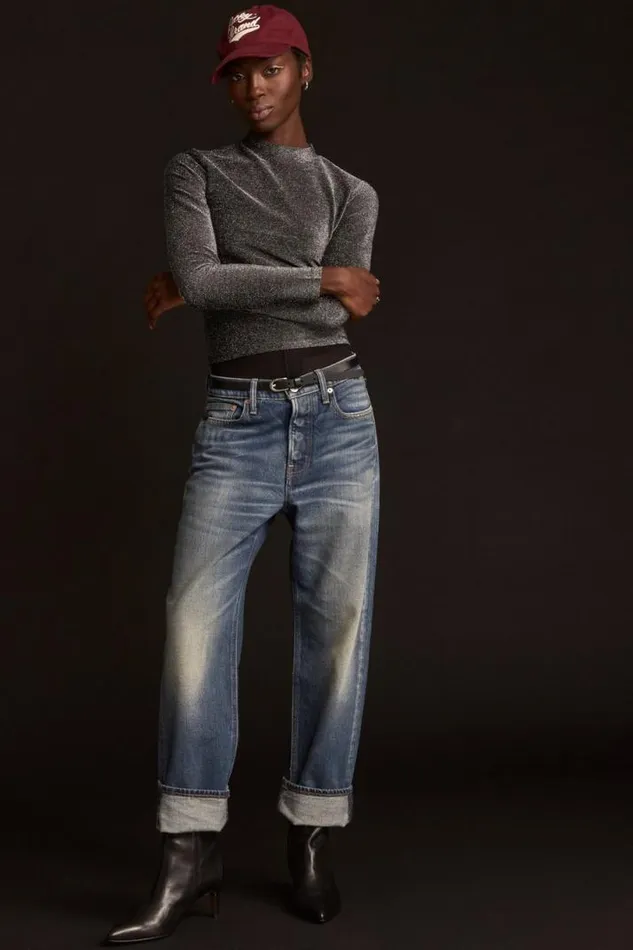 Women Lucky Brand Knit Tops Long Sleeve Lurex Top Silver
