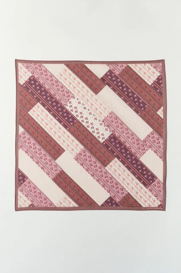 Women Lucky Brand Scarves and Bandanas Quilt Print Bandana Light Brown