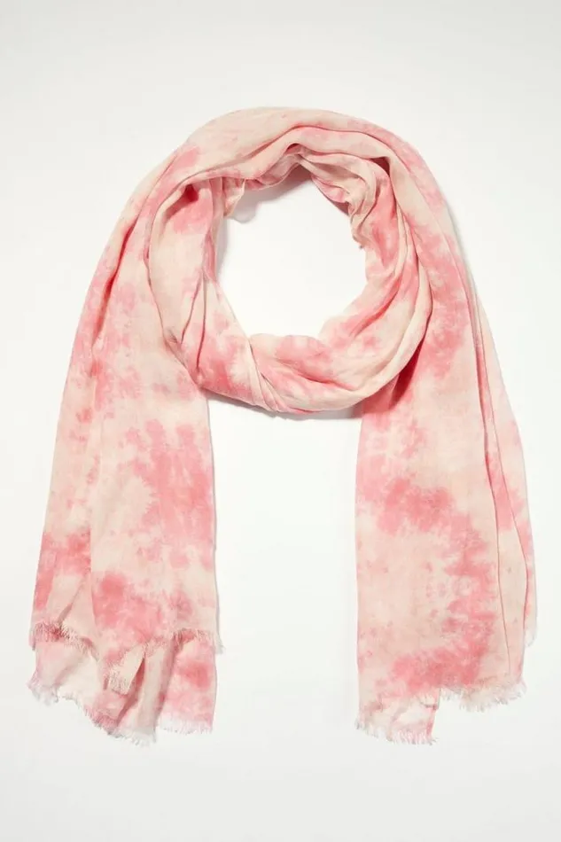 Women Lucky Brand Scarves and Bandanas Tie Dye Scarf Medium Dark Pink