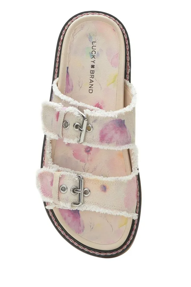 Women Lucky Brand Shoes Alffie Denim Slide Medium Light Beige