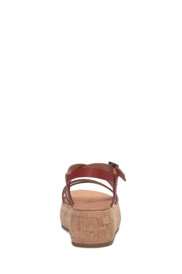 Women Lucky Brand Shoes Jacobean Cork Platform Sandal Light Red