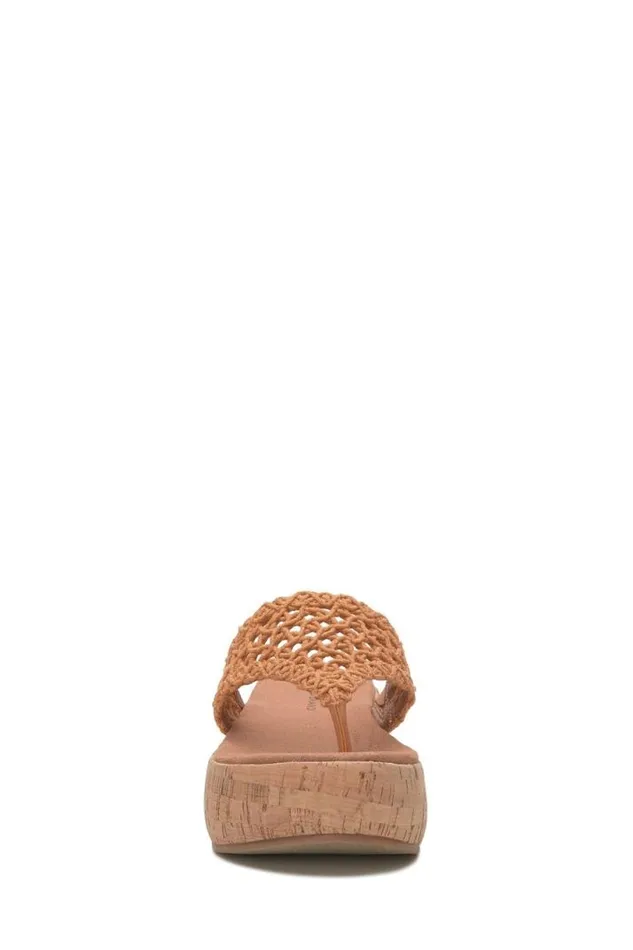Women Lucky Brand Shoes Jaslene Macrame Cork Platform Sandal Gold
