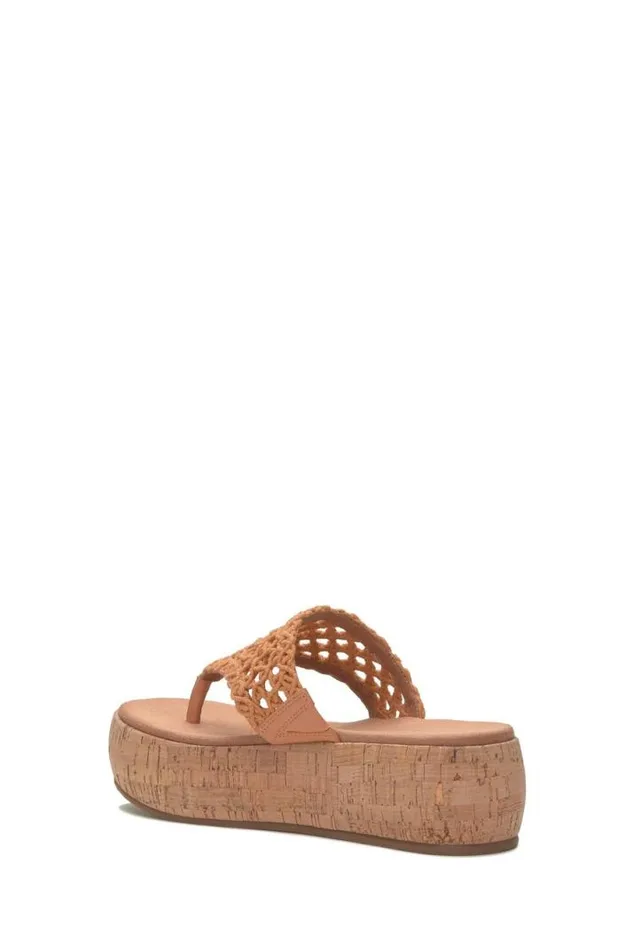 Women Lucky Brand Shoes Jaslene Macrame Cork Platform Sandal Gold