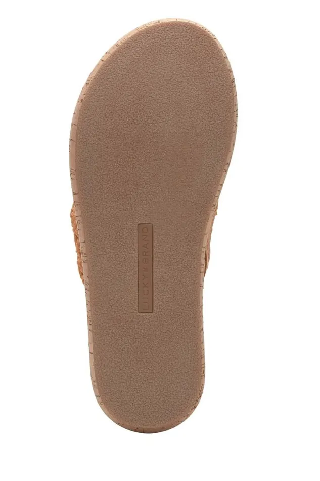 Women Lucky Brand Shoes Jaslene Macrame Cork Platform Sandal Gold