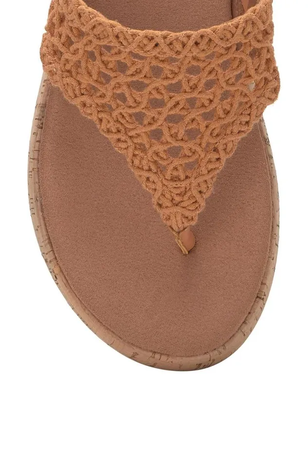 Women Lucky Brand Shoes Jaslene Macrame Cork Platform Sandal Gold
