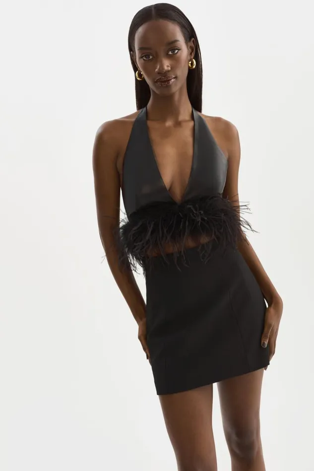 Women LUV Leather Top Black LAMARQUE Tops