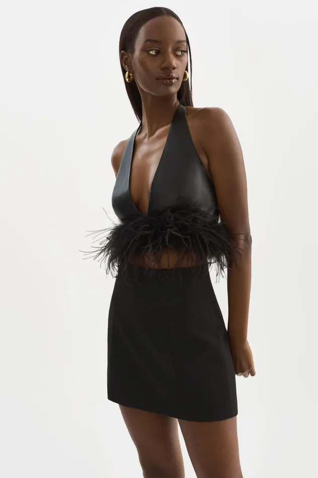 Women LUV Leather Top Black LAMARQUE Tops