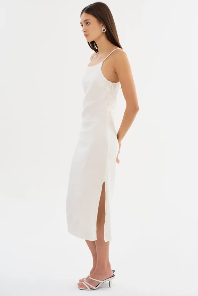Women MACARIA Cotton Midi Dress Off White LAMARQUE Dresses Women MACARIA Cotton Midi Dress Off White LAMARQUE Dresses