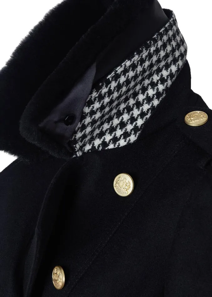 Women Marlborough Shearling Trench Coat Soft Black Holland Cooper Tailoring