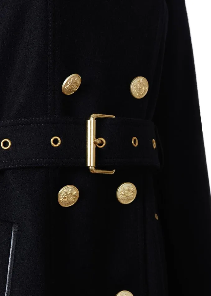 Women Marlborough Shearling Trench Coat Soft Black Holland Cooper Tailoring